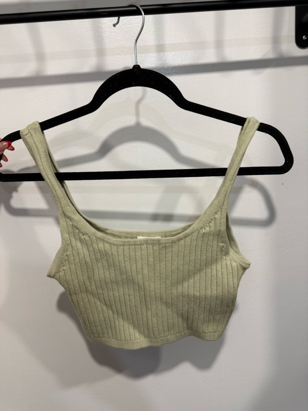 New Wilfred Ribbed Knit Crop Tank Top - Light Sage